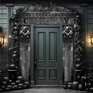 3 Pcs Halloween Cemetery Archway Halloween Cemetery Banners Gothic Outdoor